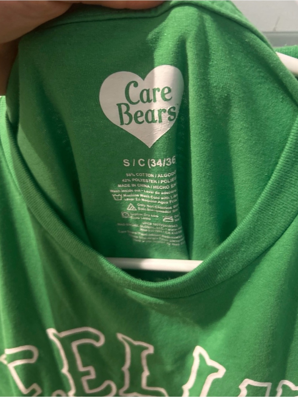 Care Bears Bright Green Graphic Tee with White Heart Logo